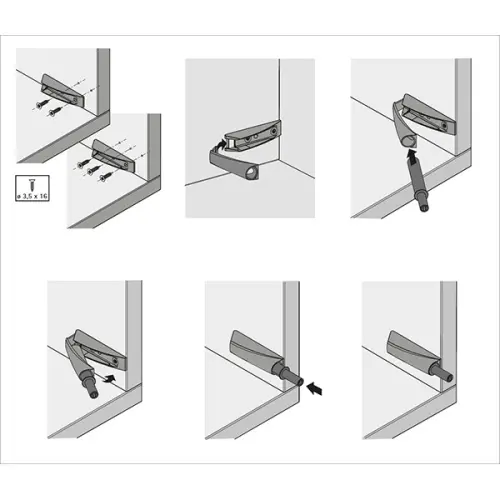 Механизмы открывания, демпферы механизм hettich push to open pin накладной, длинный ход, серый